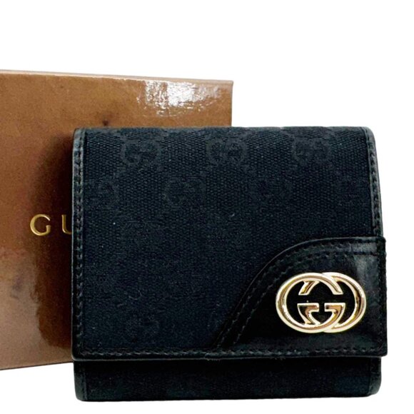 Gucci  Bifold Vintage GG Canvas Wallet Black 184597 - Picture 2 of 14